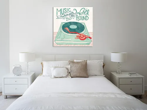 Vista 2 de Jaxson Rea "Retro Record Player Gallery Wrapped Canvas by Mary Urban, 12" x 12