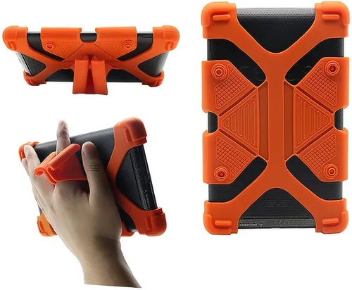 Vista 8 de CHINFAI Funda universal para tablet de 7 pulgadas, a prueba de golpes, con soporte de silicona para todas las versiones, RCA Voyager, Vankyo Azul
