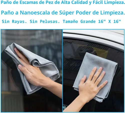Vista 2 de Paños de limpieza mágicos de microfibra Nano sin rayas fáciles de limpiar a nanoescala, limpieza de escamas de pescado, ventana, espejo, vidrio 3