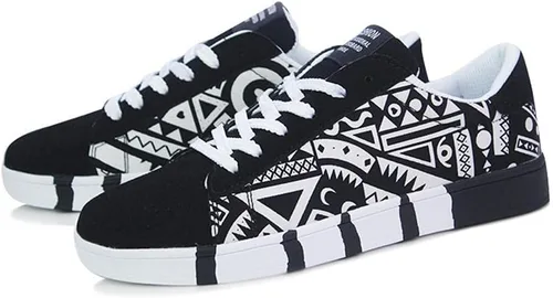 Vista 6 de Hbeylia Tenis de moda para mujeres y hombres, parejas, informales, hip hop, hipster, graffiti, con cordones, parte superior baja, zapatos de lona