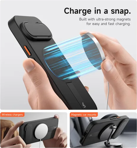 Vista 3 de SURITCH Funda para teléfono Google Pixel 9 Pro XL, compatible con MagSafe, funda protectora con cubierta de cámara y soporte de metal ajustable