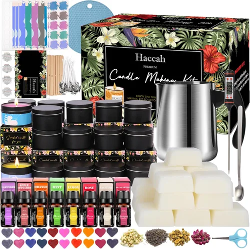 Vista 9 de Haccah Kit completo de fabricación de velas, suministros para hacer velas, kits de manualidades y manualidades para adultos, principiantes