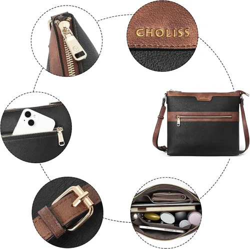 Vista 5 de CHOLISS Bolsos cruzados para mujer de tamaño mediano de cuero para viaje para mujer Monederos cruzados para mujer
