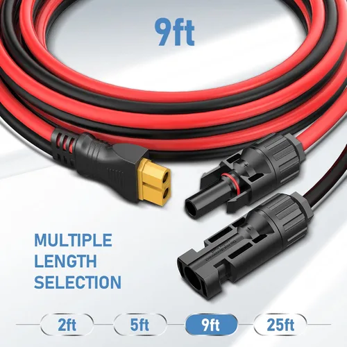 Vista 5 de Conector solar a cable XT60 (10AWG 9 pies) - Cable de carga para panel generador Ecoflat, cable de extensión adaptador de moldeo por inyección