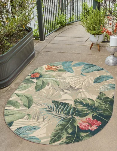 Vista 12 de Unique Loom Outdoor Botanical Collection - Alfombra Kula (4 pies 1 pulgada octágono multi/gris)