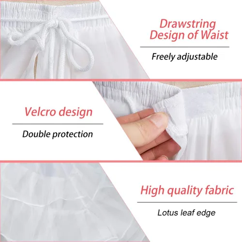 Vista 6 de Enagua de sirena de 3 capas de crinolina enagua debajo de la falda hasta el suelo vestido de fiesta para mujer color blanco