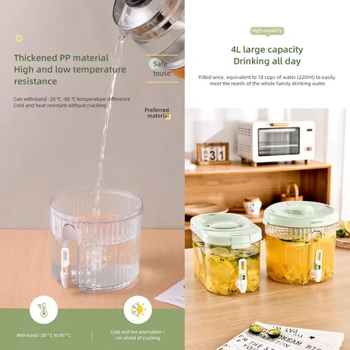 Vista 5 de MANMAOHE Refrigerador de 1 galón con grifo, dispensador de bebidas de plástico con grifo para refrigerador, dispensador de bebidas transparente