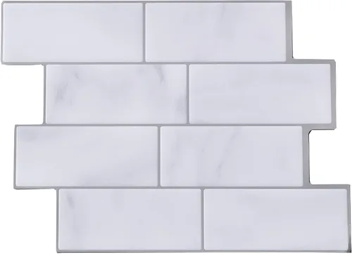 Vista 8 de Tack Tile Protector contra salpicaduras de vinilo para despegar y pegar (mosaico pequeño blanco)