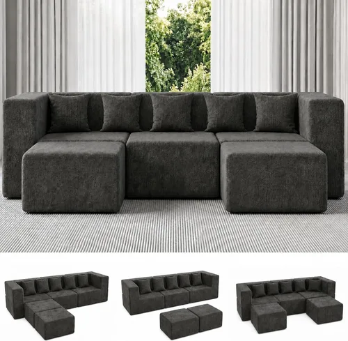 Vista 34 de MONVANE - Sofá biplaza de 75 pulgadas, cómodo sofá modular de felpilla con 4 almohadas, moderno sofá sin hueso, sofá de 2 plazas para sala de estar