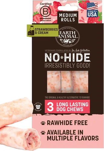 Vista 24 de Earth Animal Masticables sin ocultar – de The Grill Rolls Bacon Cheeseburger Sabor Rawhide Free Medium Dog Chews – 3