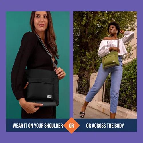 Vista 7 de ORI LONDON Bolsos cruzados medianos de nailon para mujeres y hombres - Bolso cruzado pequeño con cremalleras gruesas - The Kennington