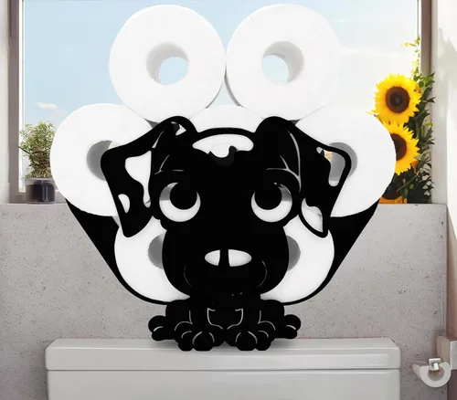 Vista 16 de Black Bear - Soporte de papel higiénico de metal, divertido soporte de papel de animales para baños, organizador independiente con capacidad para 8