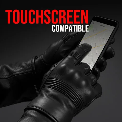 Vista 9 de Jackets 4 Bikes Guantes de cuero para motocicleta para hombres y mujeres, pantalla táctil, acolchado de gel, protección de nudillos y palma, guantes