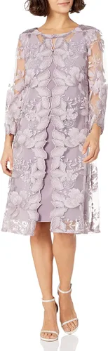 Vista 4 de Alex Evenings Vestido recto midi con cuello redondo para mujer con chaqueta (Petite y Regular)