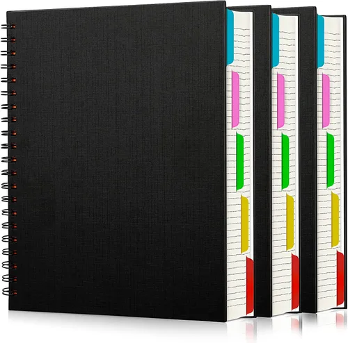 Vista 8 de EUSOAR Cuaderno de 5 materias, 1 pieza A4 de 11" x 8-1/2 pulgadas con espiral rayado universitario, bloc de escritura, 100GSM 120 hojas/240 páginas
