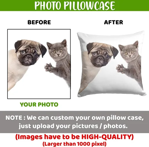 Vista 2 de Almohada de amor personalizada, almohada de fotos de pareja con cualquier imagen, inserto opcional, 16 x 16 pulgadas, funda de almohada