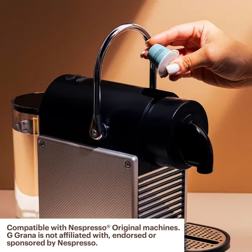 Vista 5 de G GRANA Cápsulas de café descafeinado, compatibles con Nespresso OriginalLine, 40 unidades, tostado oscuro, descafeinado, USDA orgánico 100% arábica