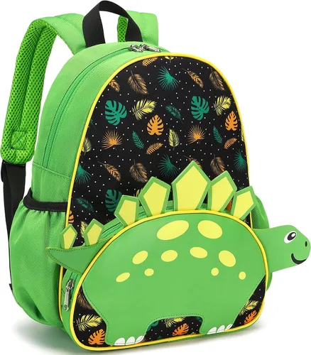 Vista 8 de CAMTOP Bonita mochila para niños pequeños pequeños en 3D con diseño de animales de dibujos animados para niñas y niños Verde Dinosaur Green