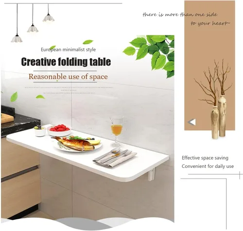 Vista 6 de Mesa plegable montada en la pared, ahorro de espacio, escritorio para computadora, mesa de lavandería, mesa plegable de pared para ropa plegable