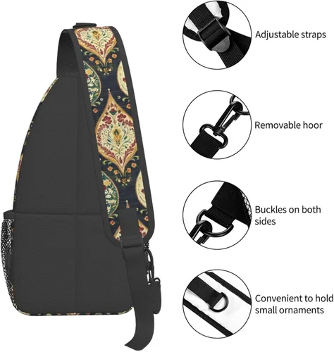 Vista 3 de Small Crossbody Bags for Women Men - Vintage Pattern 1 Print Adjustable Shoulder Bag Fanny Packs Belt Sling Bag Crossbody Purses Backpack for Travel