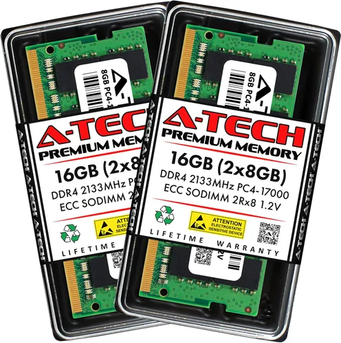 Vista 53 de A-Tech 4GB DDR4 2133MHz PC4-17000 ECC SODIMM 1Rx8 Rango único 1.2V 260-Pin Módulo de actualización de memoria RAM para Microserver, estación
