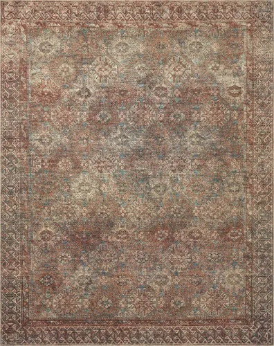 Vista 4 de Loloi Amber Lewis Billie Collection, Aqua y Óxido 2'-3" x 3'-9" Alfombra de Área – Alfombras de Acento Antiguas y Desgastadas para Sala de Estar