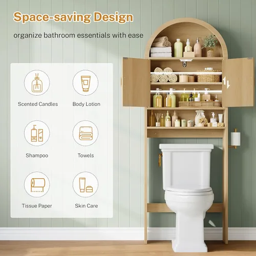Vista 11 de TEENFON Arched Over The Toilet Storage Cabinet, Bathroom Storage Cabinet