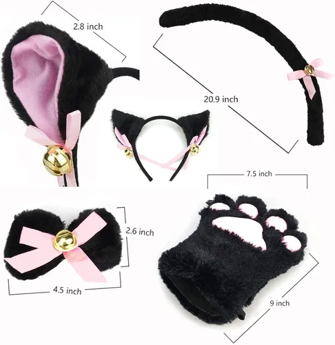Vista 7 de Cat role play costume kitten tail ear collar claw glove anime Gothic suit