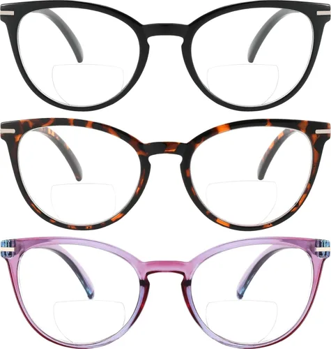 Vista 2 de Yogo Vision Bifocal Reading Glasses for Men and Women Rectangle MultiFocal Readers with Spring Hinges Retro Design