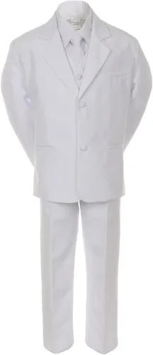 Vista 2 de 7pc chaleco dorado pajarita niño bebé niño niño blanco traje formal esmoquin S-20