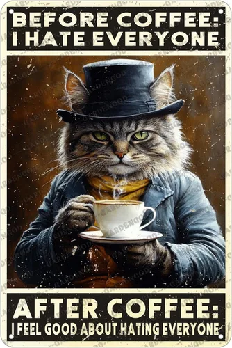 Vista 18 de Cartel de metal de café con diseño de perro y cafetería, diseño de pastor australiano, decoración de pared, 12 x 8 pulgadas