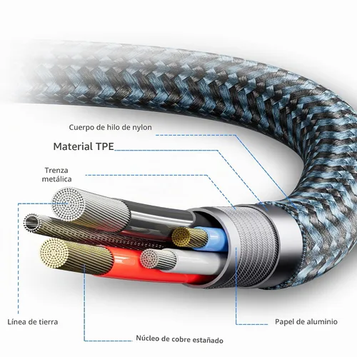 Vista 7 de Meokse Cable auxiliar de 2 pies de 0.138 in macho a macho, cable auxiliar de ángulo recto de 90 grados, cable auxiliar trenzado de nailon compatible