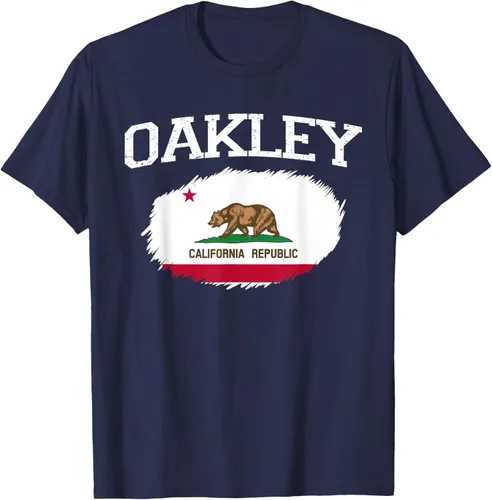 Vista 49 de OAKLEY CA CALIFORNIA Flag Vintage USA Sports Hombre Mujer Camiseta, Negro