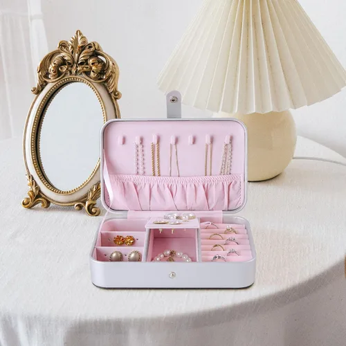 Vista 9 de Kendal Joyero de viaje, pequeño organizador de joyas portátil para mujer, organizador de aretes, cajas de almacenamiento de joyas portátiles