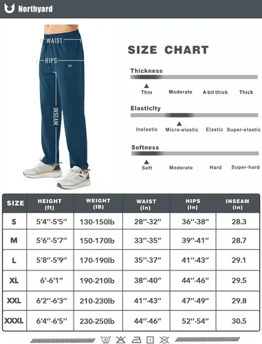 Vista 7 de NORTHYARD Pantalones deportivos para correr para hombre, pantalones de gimnasio ligeros, pantalones de correr con dobladillo abierto
