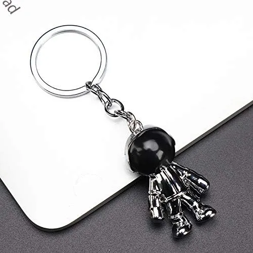Vista 7 de Llavero de robot negro para hombre diseño creativo de hombre espacial llavero de coche para oficina mochila y bolso