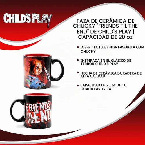 Vista 7 de Silver Buffalo Chucky Friends Til The End Scary - Taza de cerámica, 20 onzas