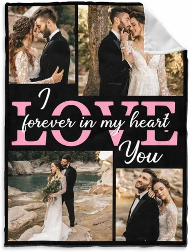 Vista 19 de InterestPrint Manta de fotos personalizada para pareja, novio, novia, manta personalizada de 6 fotos, manta personalizada de aniversario y boda