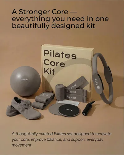 Vista 4 de Kit de núcleo de pilates gris pardo y mancuerna ajustable color morado lila de 2 libras - 5 libras