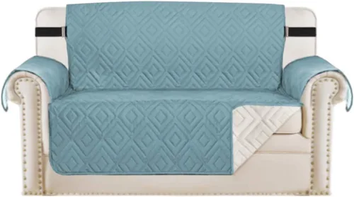 Vista 30 de H.VERSAILTEX Funda reversible para silla, protector de muebles antideslizante, resistente al agua, con correas elásticas de 2 pulgadas