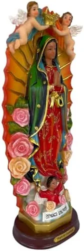 Vista 2 de Cannan Figura religiosa Virgen De Guadalupe Con Angeles Bendice Este Hogar de 12" Nuestra Señora de Guadalupe