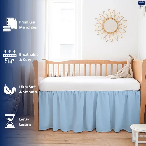 Vista 2 de Cottingon Falda de cama para cuna para guardería, volantes de polvo de ropa de cama de niños pequeños, falda de cuna de microfibra cepillada