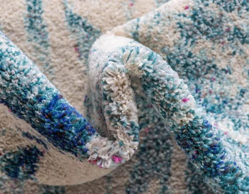 Vista 7 de Unique Loom Positano Collection - Alfombra costera moderna con conchas de langosta de coral, color azul claro (2 x 7 pies)