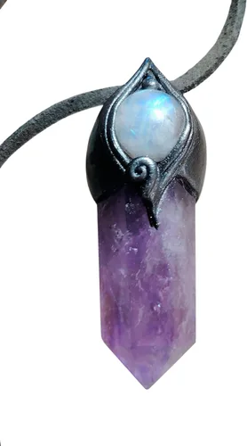 Vista 4 de Collar de cristal de Unidad, ametrina Joyas de despertar espiritual Amatista, citrino, piedra lunar y labradorita azul Regalos de atención
