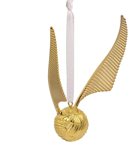 Vista 3 de Hallmark Adorno de Navidad de metal de Snitch dorado de Harry Potter de primera calidad 2018