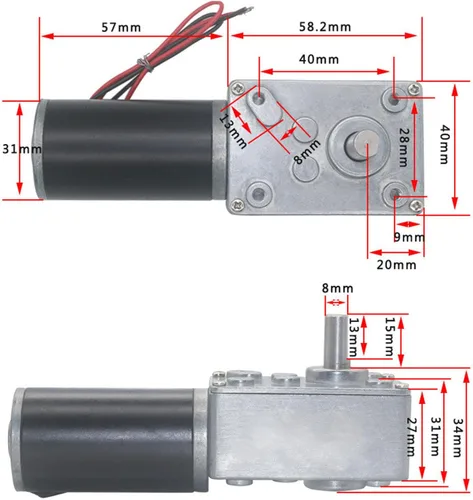 Vista 5 de DC12VGearMotorandPWMDriverKit, 20-400RPMMotorSeries, SpeedReductionMotorwith8mmDShaft (50RPM), GearedMotor