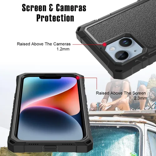 Vista 6 de Funda para iPhone 13/14 [6.1 pulgadas], a prueba de caídas de grado militar de 12 pies, resistente cobertura de cuerpo completo de 360°