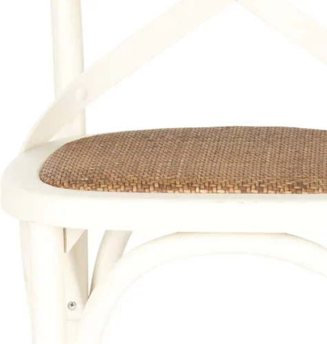 Vista 4 de SAFAVIEH Franklin Taburete de bar de madera con contraestante, asiento de Blanco antiguo