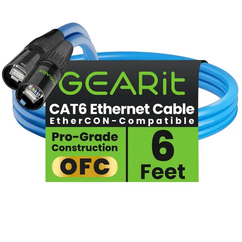 Vista 30 de GEARit Cable Ethercon CAT6 blindado (3 pies) de audio profesional e iluminación RJ45 EtherCON Cable compatible con EtherCON para estudio, escenario