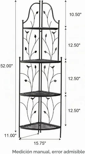 Vista 5 de Glitzhome Soporte para plantas de esquina de metal negro de 4 niveles de 52 pulgadas de alto
